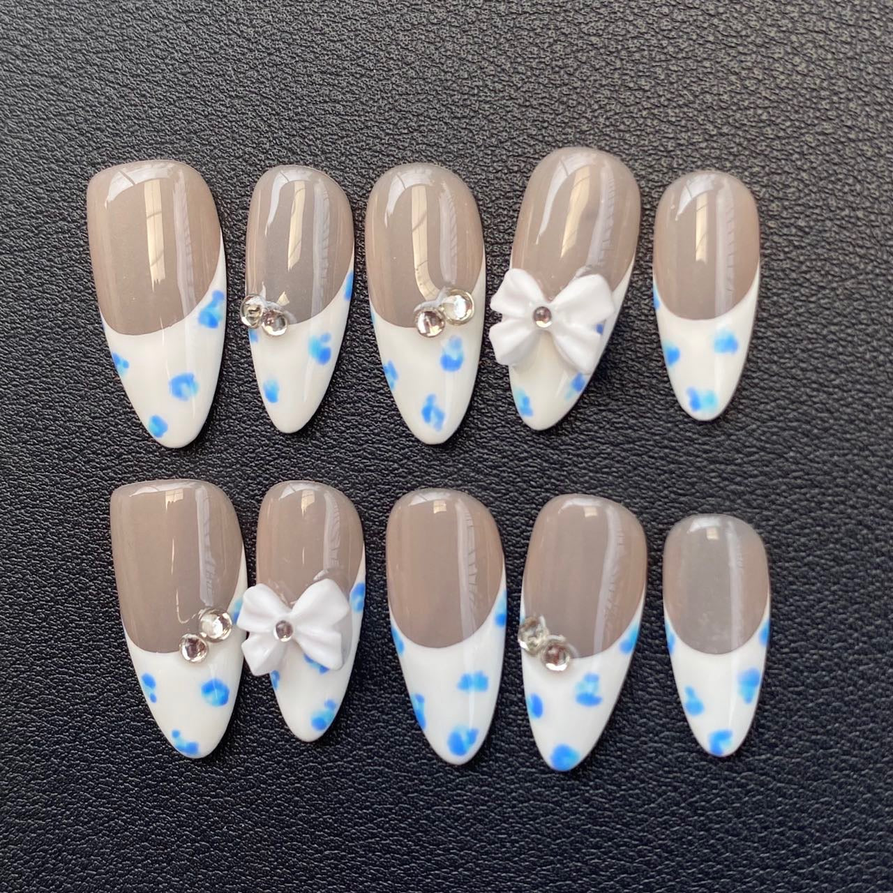 Blue and White Flower Fingertips