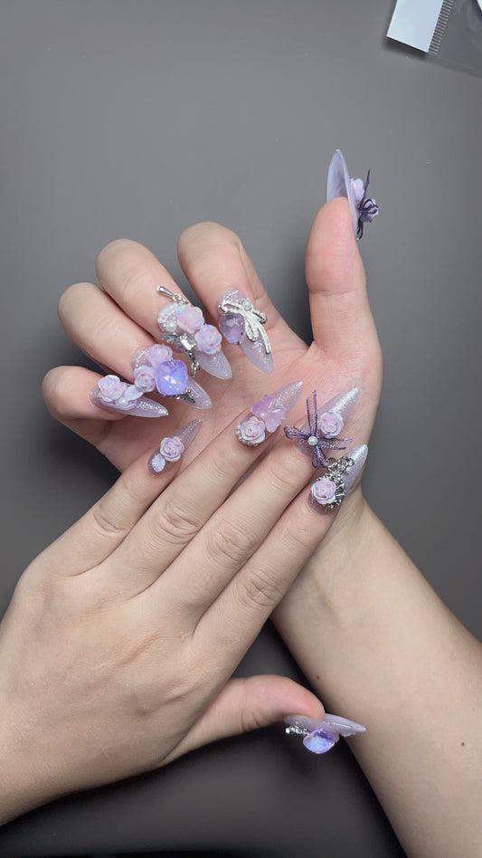 Purple Diamond Press Nail