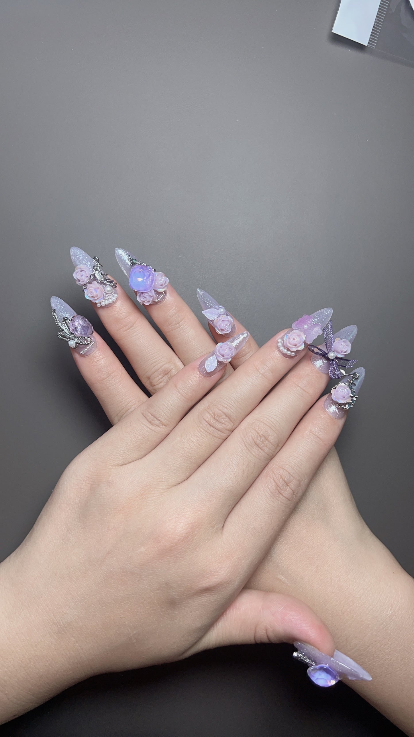 Purple Diamond Press Nail