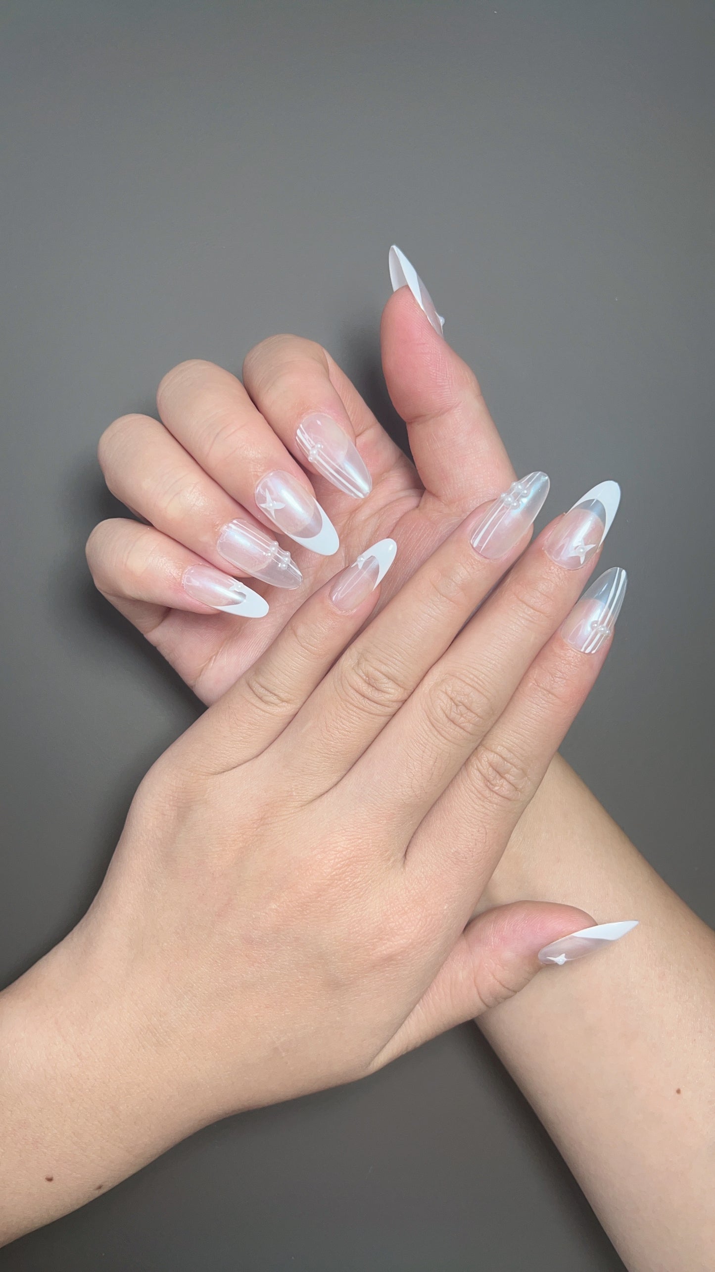 Pure white pearl nails