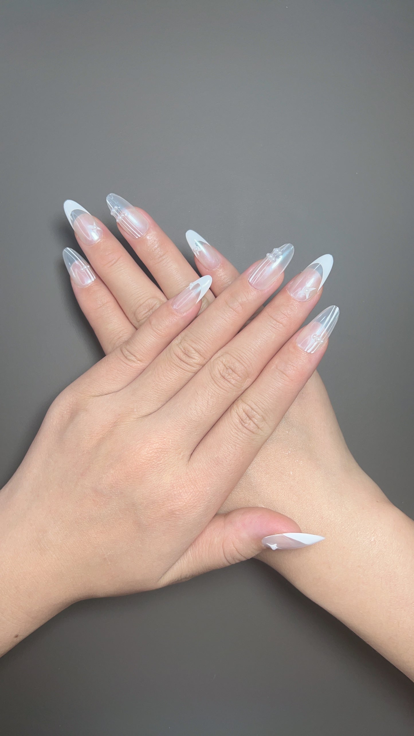 Pure white pearl nails